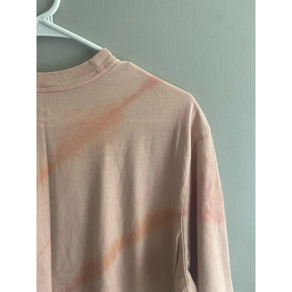 Nike Loose Fit Tie Dye Graphic Tee Pink Peach Just Do It Cotton T-Shirt L